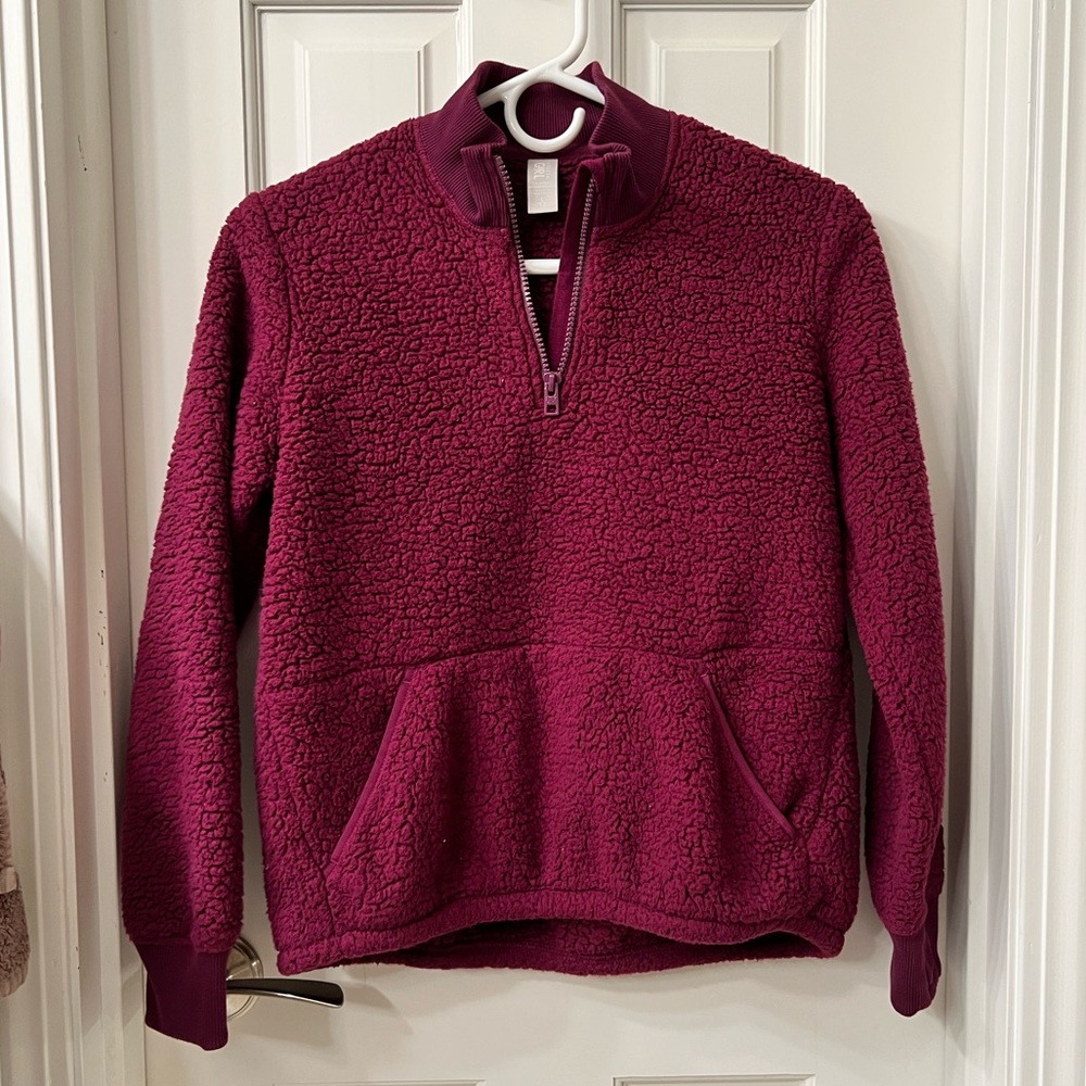 Athleta Girl cozy Sherpa fleece zip up jacket size L 12